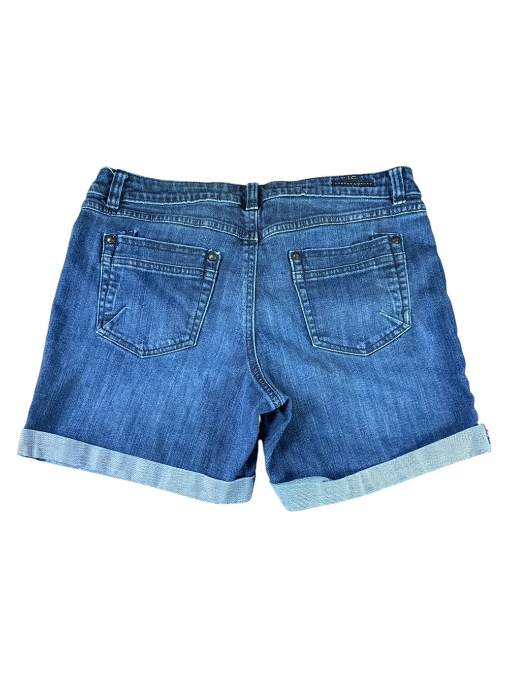 LC Lauren Conrad Medium Blue Roll-Cuff Denim Summer Shorts | Size 10